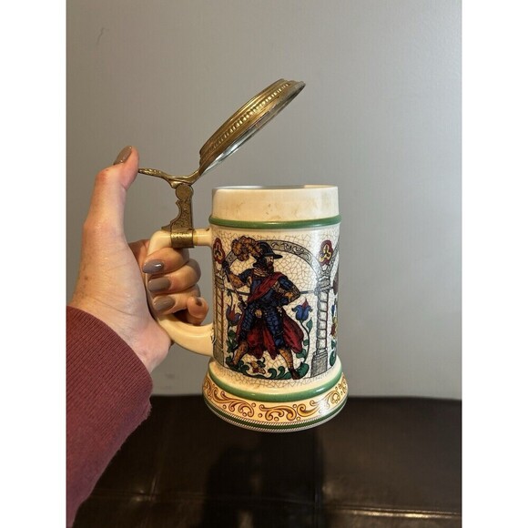 Original BMF Bierseidel Stein w/lid Milk Glass BMF Vintage Hunters - Picture 2 of 6